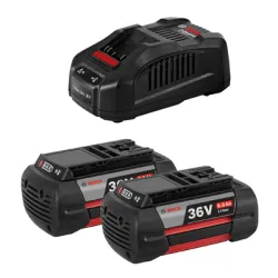Батерия Bosch Li-Ion комплект със зарядно устройство 36 V, 6 Ah, 2 бр., GAL 3680 CV Батерия Bosch Li-Ion комплект със зарядно устройство 36 V, 6 Ah, 2 бр., GAL 3680 CV