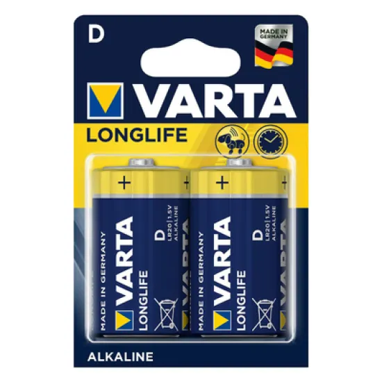 Батерия Varta кръгла алкална 1, V, LR20/D, 2 бр., Longlife