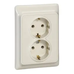 Контакт Legrand интериорен двоен скрит монтаж, 16 A, 2 x 2P+E, 20 IP, крем, Kaptika Контакт Legrand интериорен двоен скрит монтаж, 16 A, 2 x 2P+E, 20 IP, крем, Kaptika