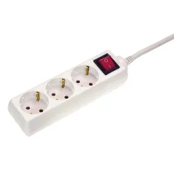 Разклонител as - Schwabe електрически с ключ с ключ 3 гнезда, 5 м, 3x1.5 мм2, ШВПС-В / H05VV-F, бял