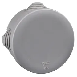 Кутия Schneider Electric разклонителна PVC за открит монтаж, противовлажна ф 100x48 мм, открит монтаж, сива, 55 IP, Mureva Кутия Schneider Electric разклонителна PVC за открит монтаж, противовлажна ф 100x48 мм, открит монтаж, сива, 55 IP, Mureva