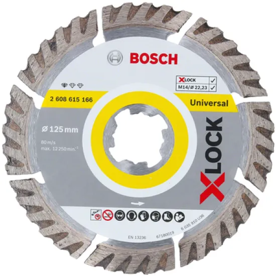 Диск Bosch диамантен за сухо рязане универсален 125x22.2x2 мм, X-lock, 10 мм, Standard for Universal