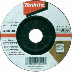 Диск Makita карбофлексен за шлайфане на неръждаема стомана 115x22.23x6 мм, A-80640 Диск Makita карбофлексен за шлайфане на неръждаема стомана 115x22.23x6 мм, A-80640