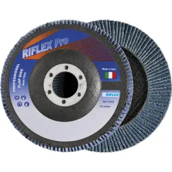 Диск Fervi ламелен от шкурка за шлайфане на метал и неръждаема стомана 115х22.23 мм, P80, Riflex Tiger