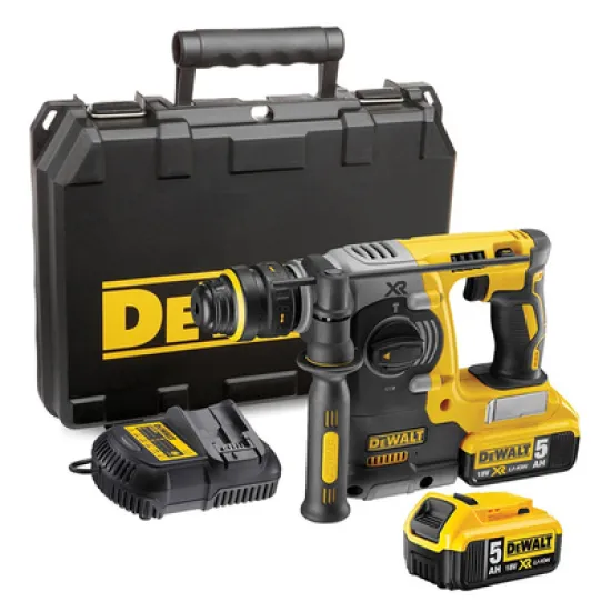 Перфоратор DeWALT акумулаторен безчетков SDS-plus, 18 V, 5 Ah, 2.1 J, DCH273P2