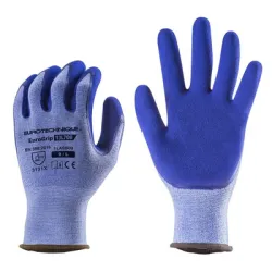 Ръкавици Eurotechnique топени в латекс полиестерни размер 10, сини, EuroGrip 13L700