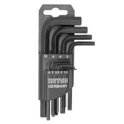 Ключ Heyco Г-образен шестостен комплект милиметрови 1.5-10 мм, 9 бр., HP 1340-9