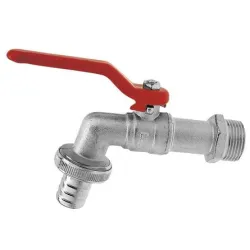 Кран Ferro сферичен метален - канела с щуцер за маркуч ф 15 мм x 1/2, маркуч <> резба М, KC