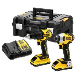 Комплект DeWALT акумулаторни инструменти  с 2 батерии и зарядно, DCD709, DCF809, 18 V, 3 Ah, DCK2062L2T