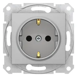 Контакт интериорен Schneider Electric единичен скрит монтаж с детска защита 16 A, 2P+E, 20 IP, алуминий Sedna Контакт интериорен Schneider Electric единичен скрит монтаж с детска защита 16 A, 2P+E, 20 IP, алуминий Sedna