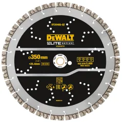 Диск диамантен за сухо и мокро рязане DeWALT на армиран бетон   350 мм, 25.4 мм Elite