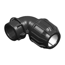 Коляно Elysee PP бърза връзка за PE тръби вътрешна резба ф 75 мм x 2 1/2, 10 bar, 90 °, 332A