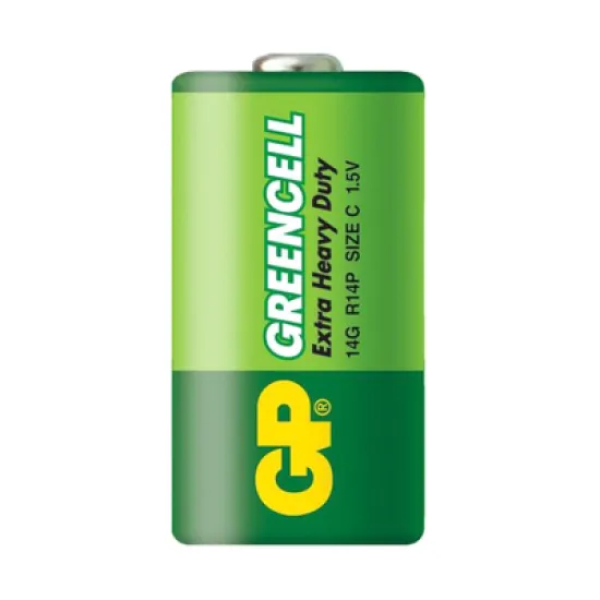 Батерия GP кръгла цинкова R14/C 1.5 V, LR14/C, Greencell GP 14G