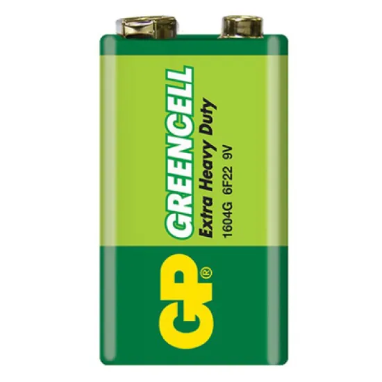 Батерия GP правоъгълна цинкова 9 V, 6F22, Greencell GP 1604G