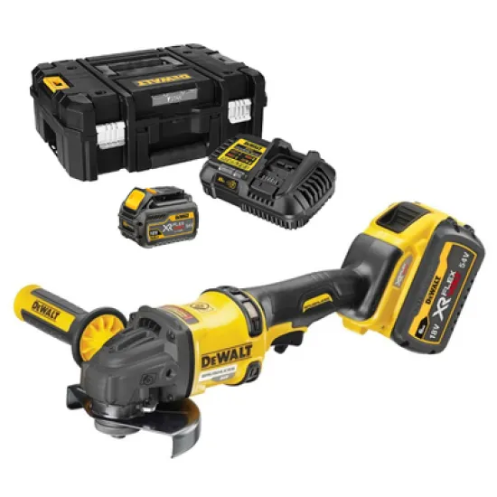 Ъглошлайф DeWALT акумулаторен безчетков 54 V, 2 Ah, 125 мм, 9000 об./мин, DCG418T2