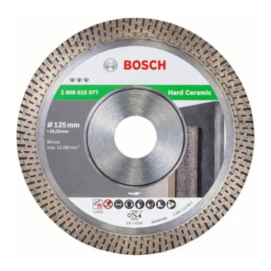 Диск Bosch диамантен за сухо рязане на керамика, порцелан и др. 125x22.23x1.4 мм, 10 мм, Best for Hard Ceramic