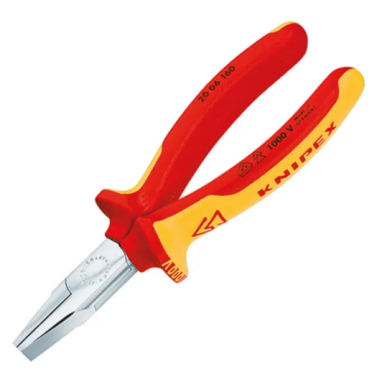 Клещи Knipex плоскоусти прави, с изолация 160 мм, 20 06 160