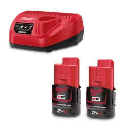 Батерия Milwaukee Li-Ion комплект със зарядно устройство 12 V, 2 Ah, 2 бр., M12 NRG-202 Батерия Milwaukee Li-Ion комплект със зарядно устройство 12 V, 2 Ah, 2 бр., M12 NRG-202