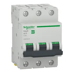 Прекъсвач Schneider Electric автоматичен триполюсен за DIN шина 6 A, 400 V, 6 kA, крива C, 3P, Easy 9 Прекъсвач Schneider Electric автоматичен триполюсен за DIN шина 6 A, 400 V, 6 kA, крива C, 3P, Easy 9