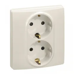 Контакт Legrand интериорен двоен скрит монтаж, 16 A, 2 x 2P+E, 20 IP, крем, Niloe Контакт Legrand интериорен двоен скрит монтаж, 16 A, 2 x 2P+E, 20 IP, крем, Niloe