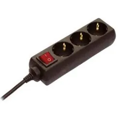 Разклонител as - Schwabe електрически с ключ с ключ 3 гнезда, 5 м, 3x1.5 мм2, ШВПС-В / H05VV-F, черен