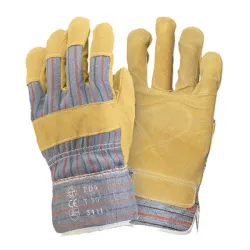 Ръкавици Eurotechnique докерски от телешки велур и плат размер 10, раирани, 204