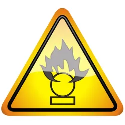 Знак Totem лепенка предупредителен Внимание! Поддържащ горенето материал 145х145 мм Знак Totem лепенка предупредителен Внимание! Поддържащ горенето материал 145х145 мм