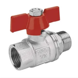 Кран Ferro сферичен метален с нипел 3/4, резба М <> резба Ж, KMS