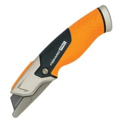 Нож Fiskars макетен метален с трапецовидно прибиращо се острие 182х42 мм, CarbonMax Нож Fiskars макетен метален с трапецовидно прибиращо се острие 182х42 мм, CarbonMax