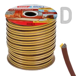 Лента Tesa уплътнителна за дограма, D-образна гума, 9 мм, 100 м, кафява, Тesamoll Лента Tesa уплътнителна за дограма, D-образна гума, 9 мм, 100 м, кафява, Тesamoll