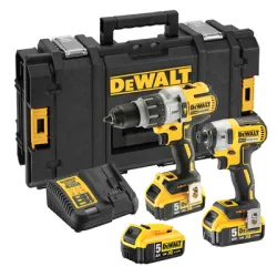 Комплект DeWALT акумулаторни инструменти   с 3 батерии и зарядно, DCD996, DCF887, 18 V, 5 Ah DCK276P3