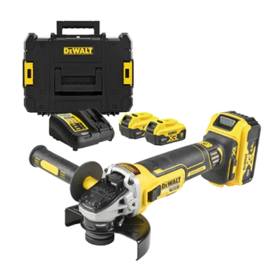 Ъглошлайф DeWALT акумулаторен   с 3 батерии и зарядно, 18 V, 5 Ah, 125 мм, 9000 об./мин DCG405P3