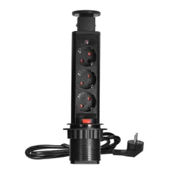 Разклонител електрически Orno за вграждане в мебели с кабел 1.8 м, 3x1.5 мм2, ШВПС-В / H05VV-F, черен, 3 гнезда Разклонител електрически Orno за вграждане в мебели с кабел 1.8 м, 3x1.5 мм2, ШВПС-В / H05VV-F, черен, 3 гнезда