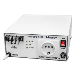 UPS устройство Unitraf токозахранващо непрекъсваемо 230 V, 100 W, 12 V, 7.2 Ah, UPS T-100 UPS устройство Unitraf токозахранващо непрекъсваемо 230 V, 100 W, 12 V, 7.2 Ah, UPS T-100