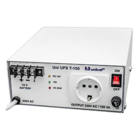 UPS устройство Unitraf токозахранващо непрекъсваемо  230 V, 100 W, 12 V, 7.2 Ah, UPS T-100