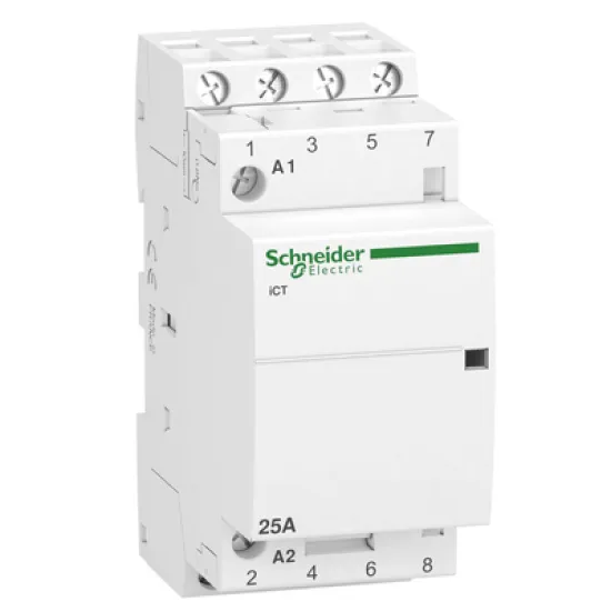 Контактор Schneider Electric модулен автоматичен  4P, 4 NO, 230 V, 25 A, Acti 9 iCT