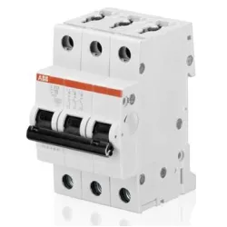 Прекъсвач ABB автоматичен триполюсен за DIN шина 25 A, 400 V, 6 kA, крива C, 3P, S203-C25