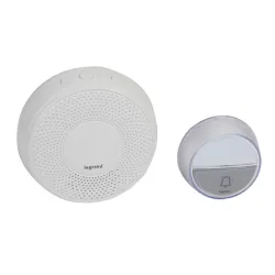 Звънец Legrand безжичен с 15 мелодии 220 V, обхват 100 м, 80 dB(A), бял Звънец Legrand безжичен с 15 мелодии 220 V, обхват 100 м, 80 dB(A), бял