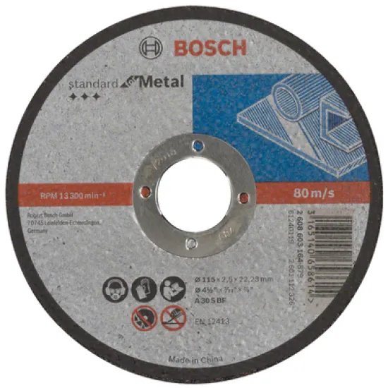 Диск Bosch карбофлексен за рязане на метал 115х22.23х2.5 мм, Standard for Metal