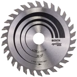 Диск Bosch метален HM за рязане на дърво напречно и надлъжно подаване 130х20х2.4 мм, 30 z, Optiline Wood Диск Bosch метален HM за рязане на дърво напречно и надлъжно подаване 130х20х2.4 мм, 30 z, Optiline Wood