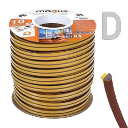 Лента Magus уплътнителна за дограма, D-образна гумена, 9 мм, 100 м, кафява Лента Magus уплътнителна за дограма, D-образна гумена, 9 мм, 100 м, кафява