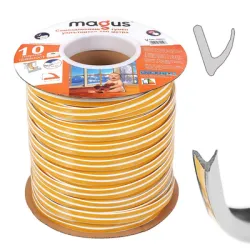 Лента Magus уплътнителна за дограма, V-образна гумена, 100 м, бяла Лента Magus уплътнителна за дограма, V-образна гумена, 100 м, бяла