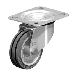 Колело Blickle промишлено завиващо с планка метално с каучуков бандаж 80 мм, 50 кг, LE-VE 80R