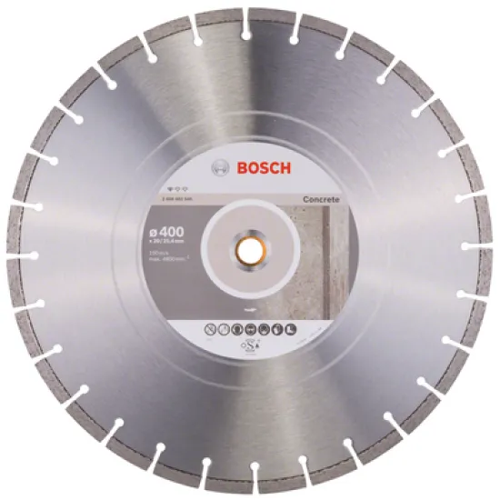 Диск Bosch диамантен за мокро рязане на бетон, тухли и керемиди 400x25.4x3.2 мм, 10 мм, Standard for Concrete