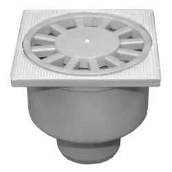 Сифон Emko подов с долно оттичане пластмасов, с воден затвор 100х100 мм, ф 50 мм, квадратна решетка