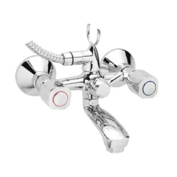 Смесител Vidima за баня с подвижен душ стенен, двуръкохватков, 3/4, Iskar B1397AA