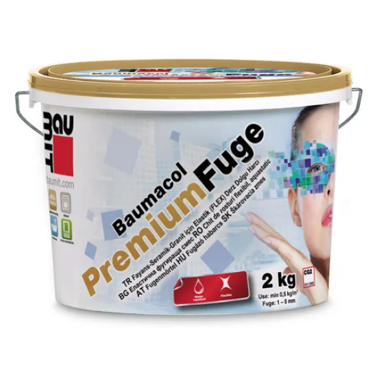 Смес Baumit фугираща за плочки гъвкава 2 кг, бяла, PremiumFuge Смес Baumit фугираща за плочки гъвкава 2 кг, бяла, PremiumFuge