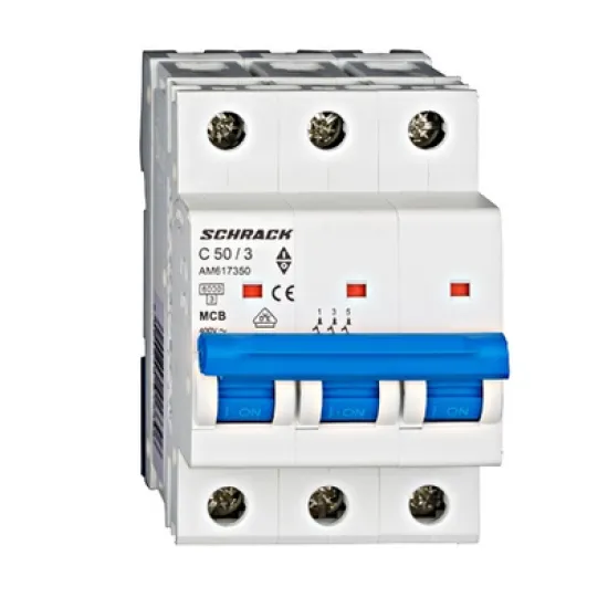 Прекъсвач Schrack Technik автоматичен триполюсен за DIN шина 50 A, 400 V, 6 kA, крива C, 3P, Amparo