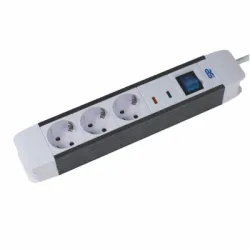 Разклонител as - Schwabe електрически с ключ и защита 3 гнезда, 1.5 м, 3x1.5 мм2, ШВПС-В / H05VV-F, бял