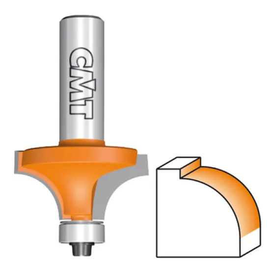 Фрезер CMT за дърво профилен за изпъкнал заоблен профил, с лагер ф 38.1х19 мм, ф 8 мм, R 12.7 мм, 7/8/938